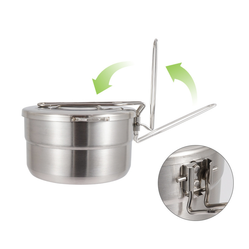 Camping Cooking Pot With Lid - Panela de aço inoxidável ao ar