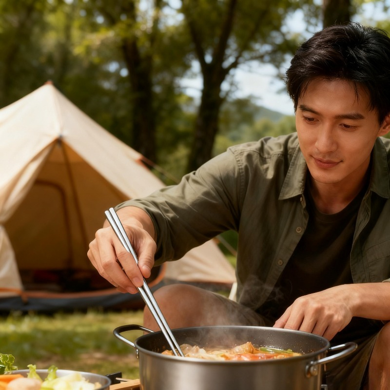 Camping Cooking Noodles - Pauzinhos de titânio portáteis duráveis, 23,5