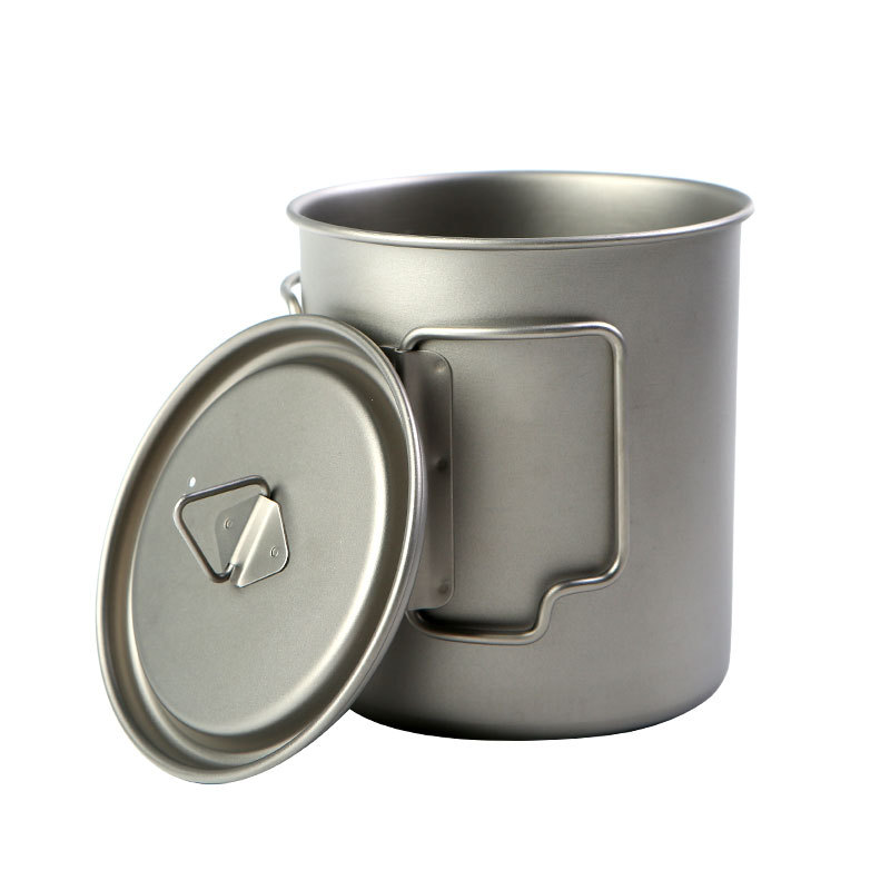 Camping Cooking Mug - Copos de titânio para acampamento, 450ml,