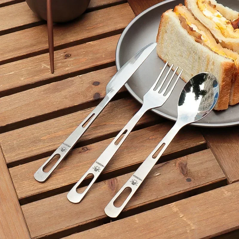 Camping Cooking Mug - HWZBBEN-Titanium Tableware Set, garfo, colher, faca,
