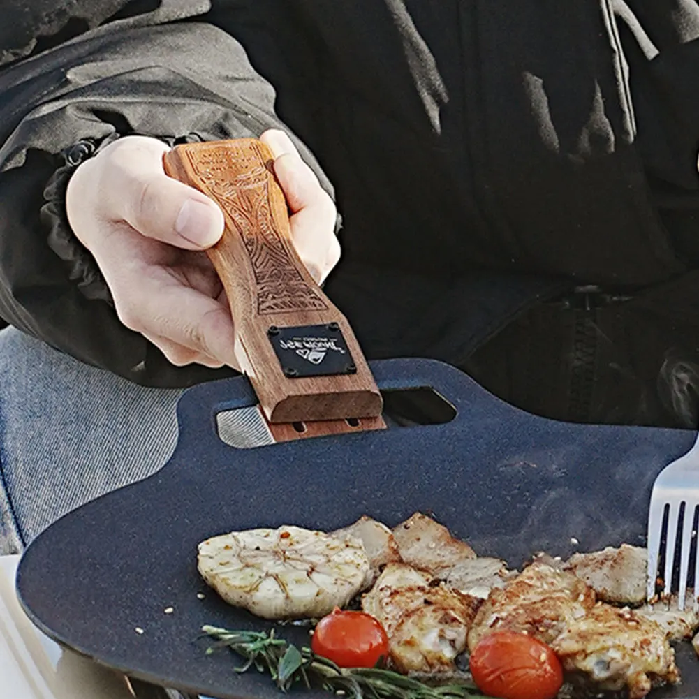Camping Cooking Plate - Chapa de Churrasco de Madeira Natural