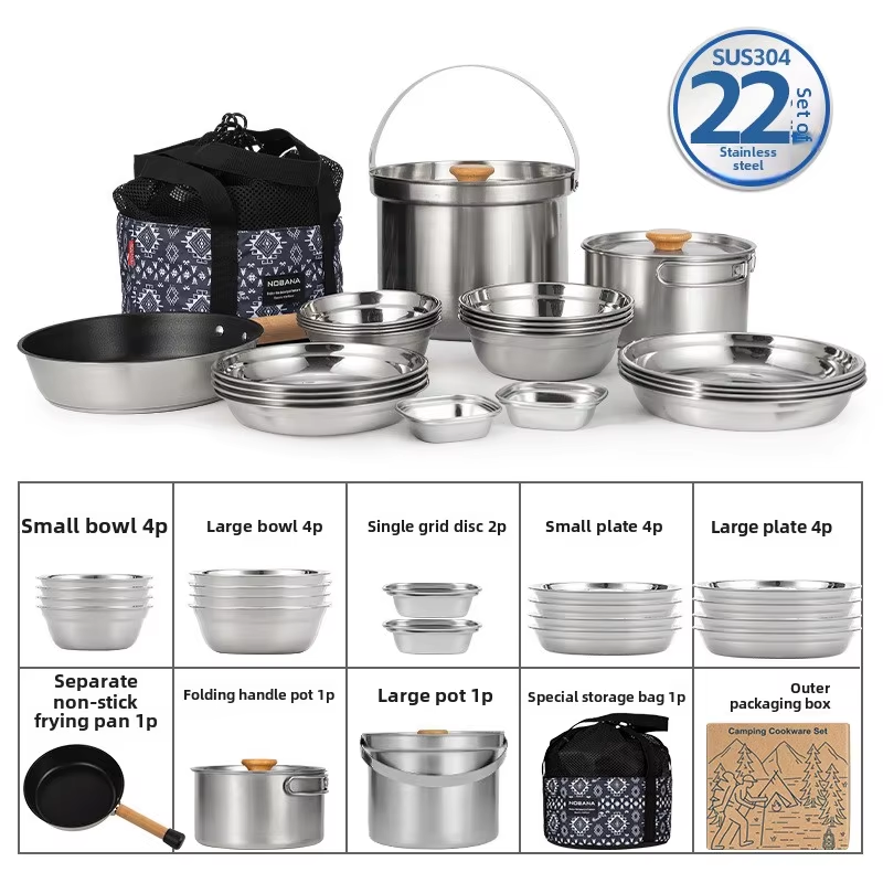 Camping Cooking Wok - Nobana mais novo conjunto de panela