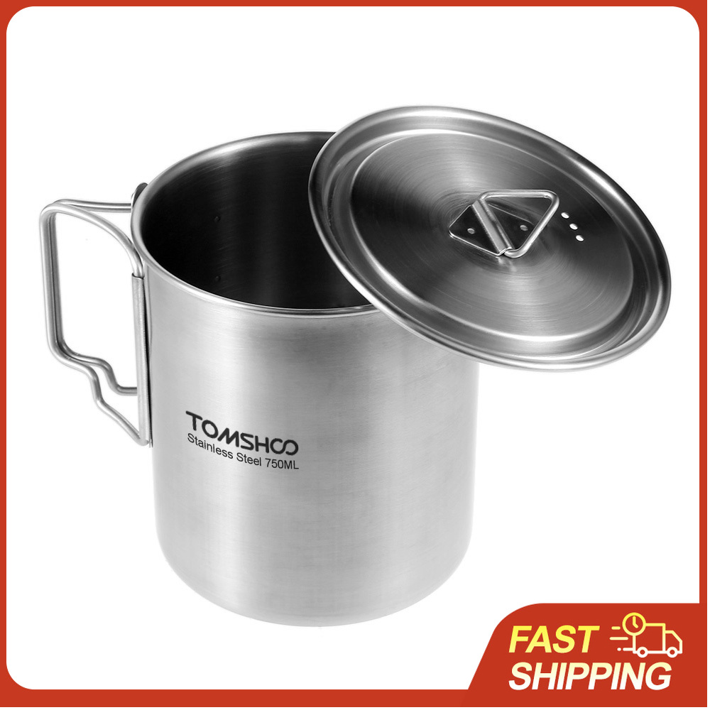 Camping Cooking Pot With Lid - TOMSHOO Caneca de Água Portátil de