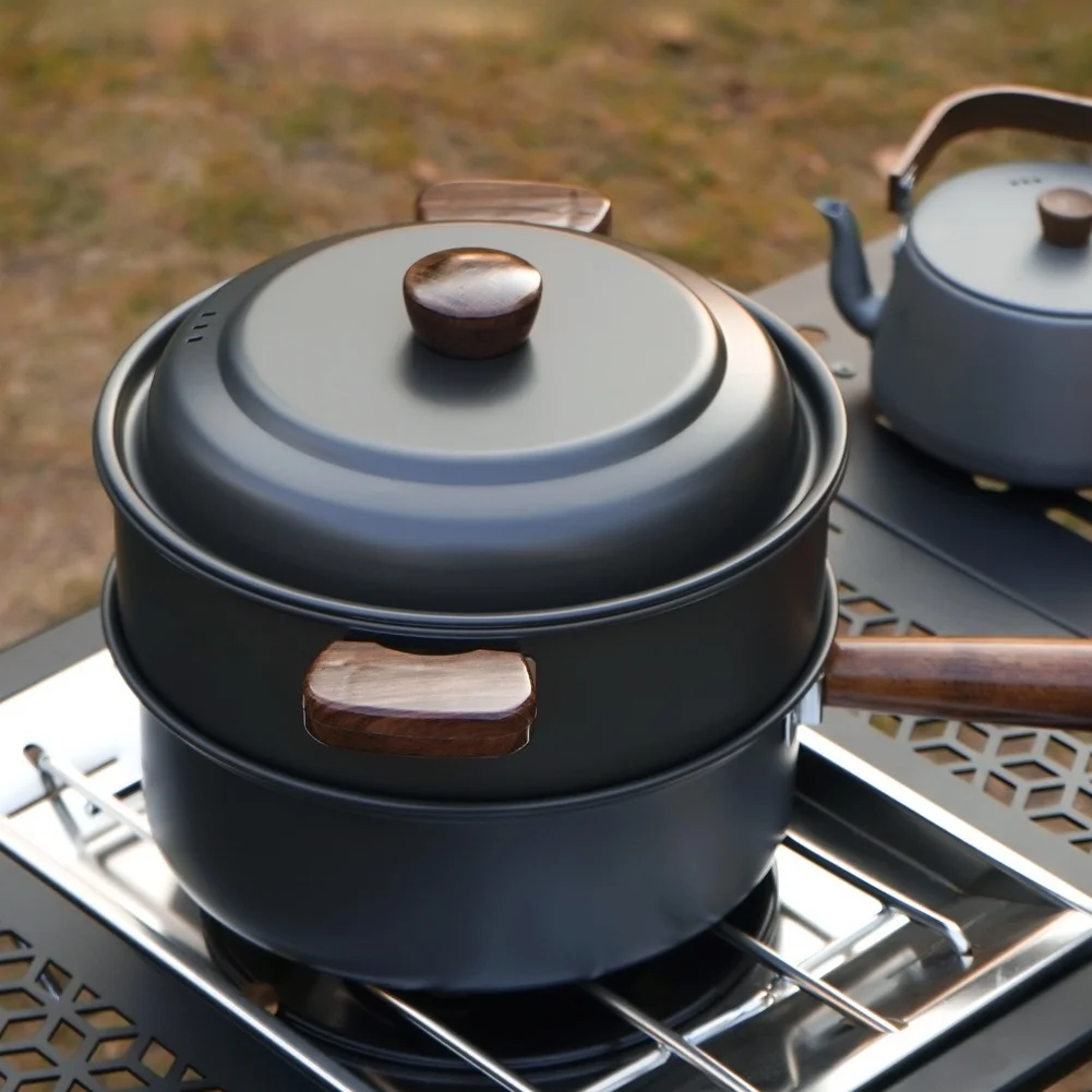 Camping Cooking Pot With Lid - Conjunto de panela de cozinha para