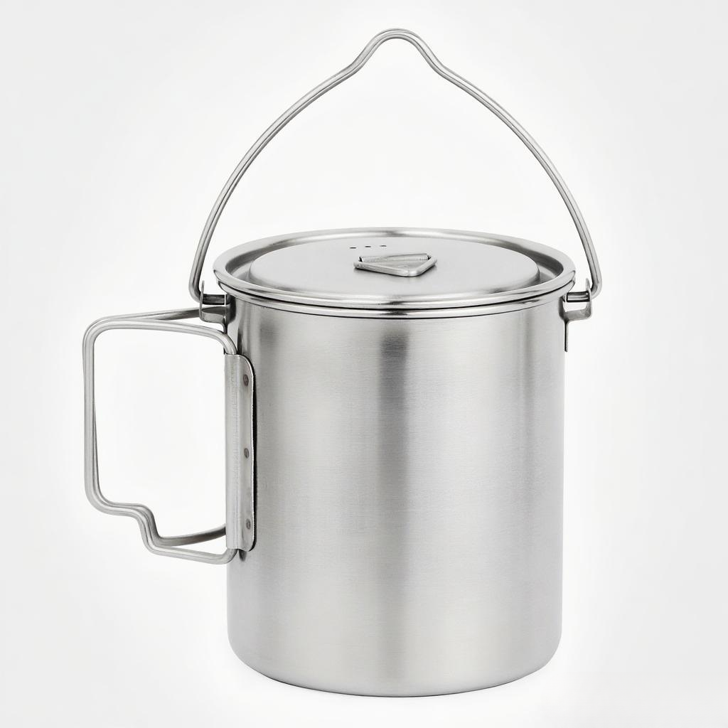 Camping Cooking Pot With Lid - Caneca de Água Portátil de Aço