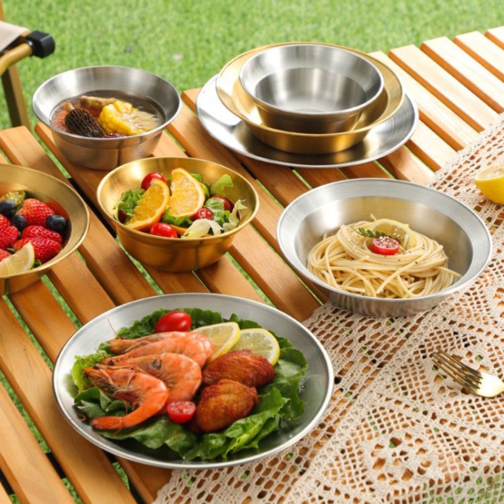 Camping Cooking Plate - Conjunto de talheres de aço inoxidável,
