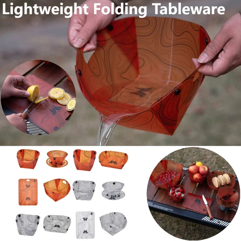Camping Cooking Plate - Dobrável acampamento talheres portátil tigela prato
