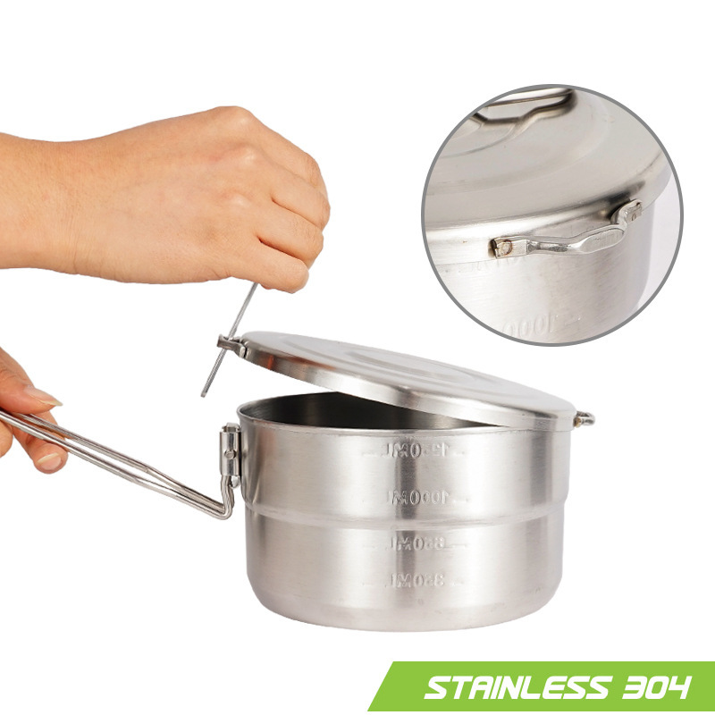 Panela de aço inoxidável ao ar - Camping Cooking Pot With Lid avaliação e preço