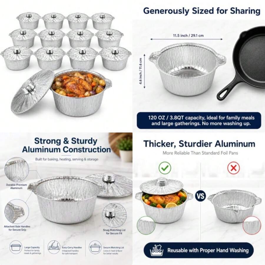 Pacote com 12 panelas descartá - Camping Cooking Pot With Lid avaliação e preço