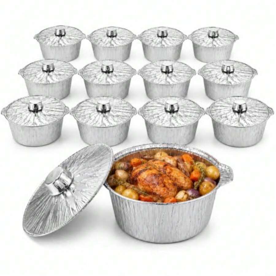 Pacote com 12 panelas descartá - Camping Cooking Pot With Lid avaliação e preço