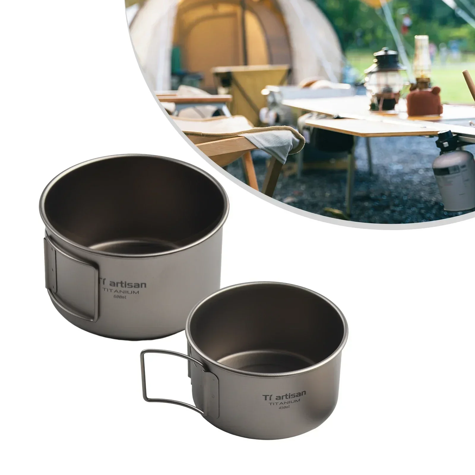 Tigela de titânio com alça dob - Camping Cooking Wok avaliação e preço