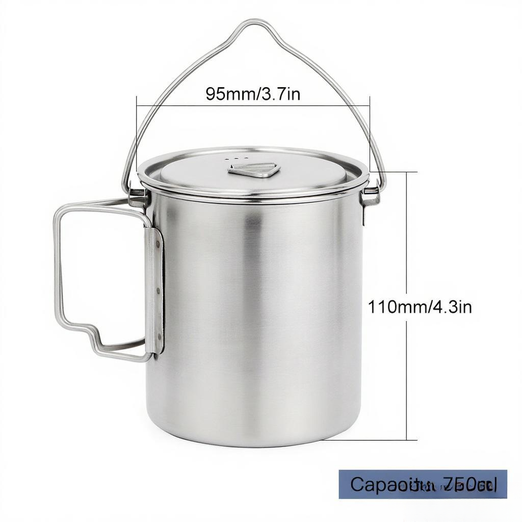 Caneca de Água Portátil de Aço - Camping Cooking Pot With Lid avaliação e preço